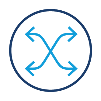 icon of two lines crossing paths inside a circle